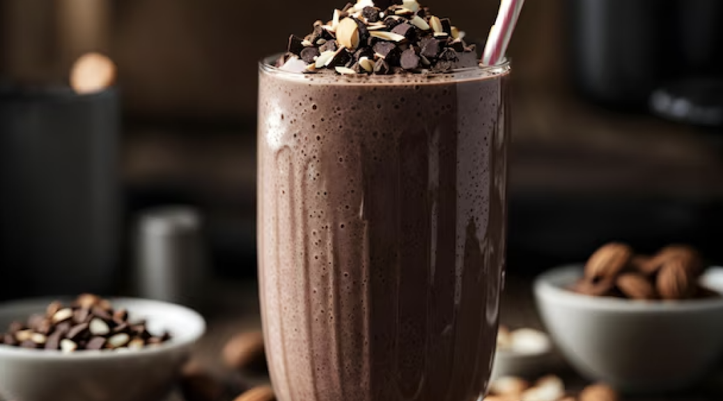 шоколадный белковый коктейль c миндалем